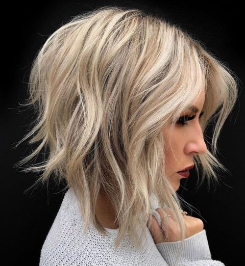 Layered long bob haircut