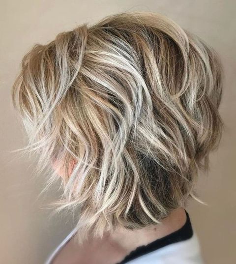 Textured layered long bob haircut