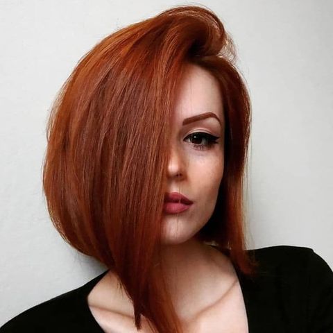 Asymmetrical long bob style