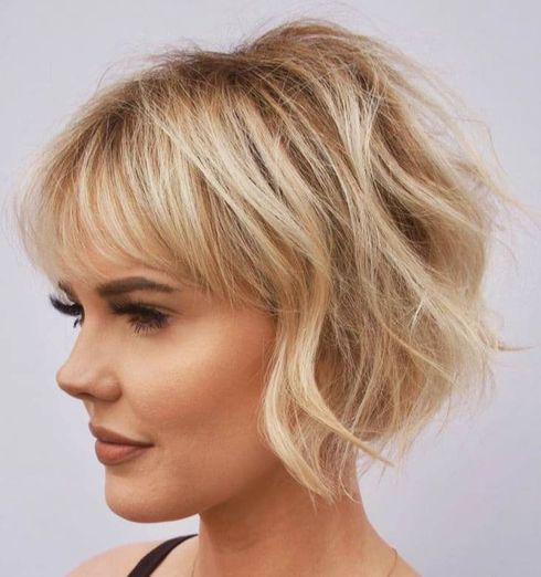 Fine hair short haircut with bangs