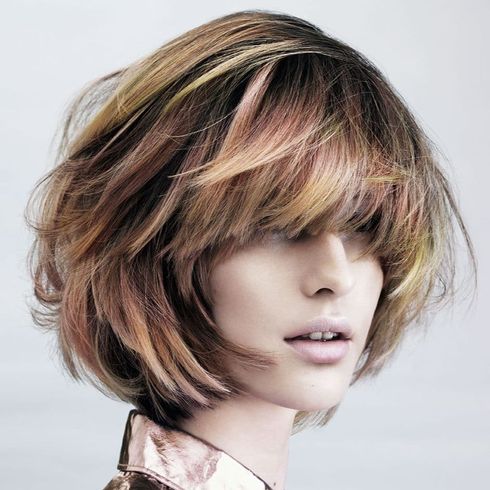 Layered short bob with bangs