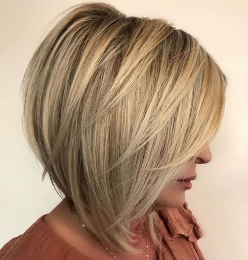 Straight layered short bob