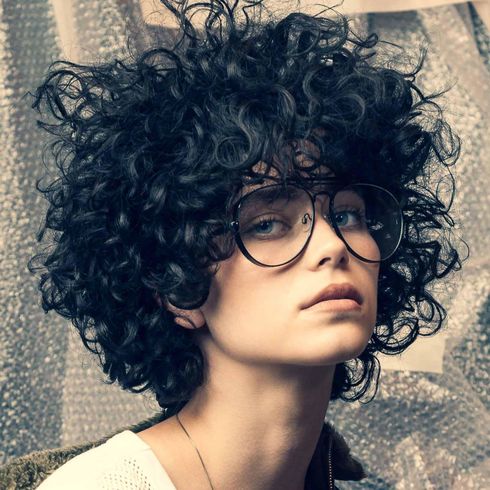 Messy curly short hair for girls