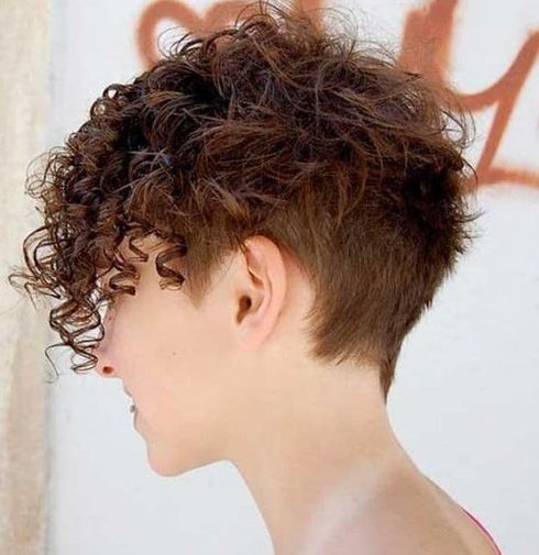 Pixie haircut with curly undercut