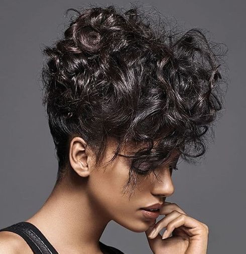 Undercut curly pixie haircut