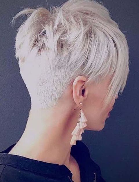 Blonde color layered pixie undercut hair 2020