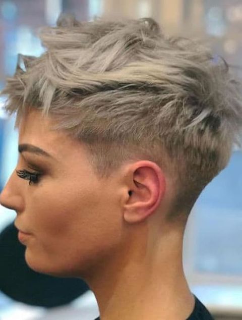 Platinum messy pixie undercut style 2020