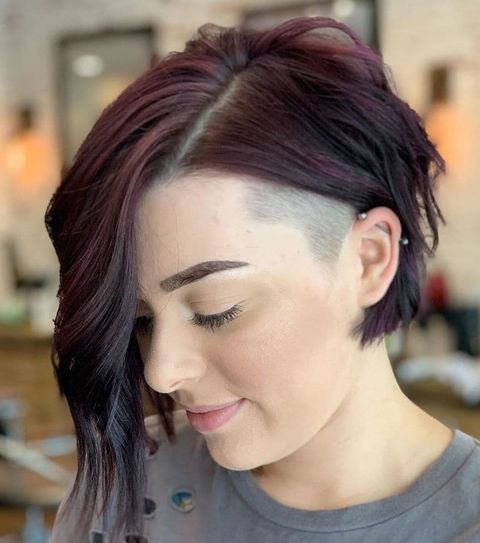 Cool side undercut bob hair with long fringe 2020 - 2021