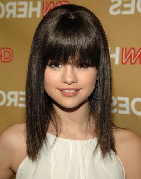 Highlight lob cut with bangs