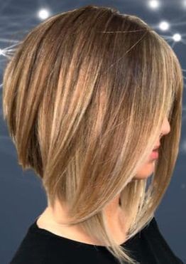 Angled asymmetrical long bob haircut